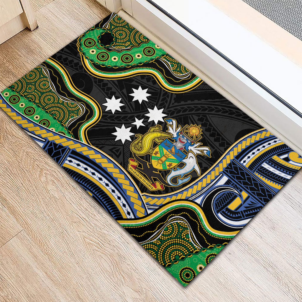 South Sea Islanders And Solomon Islands Rubber Doormat Solomons Coat Of Arms And Southern Cross DT05 - Polynesian Pride