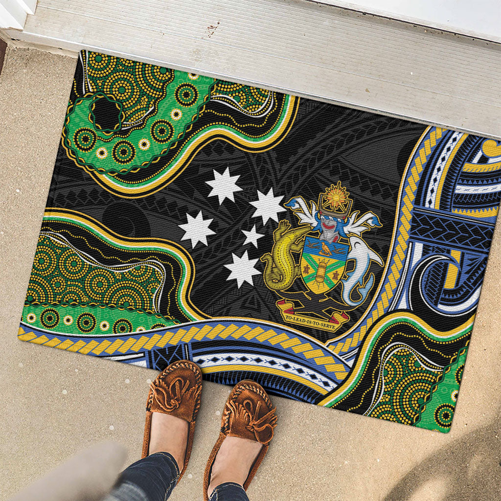 South Sea Islanders And Solomon Islands Rubber Doormat Solomons Coat Of Arms And Southern Cross DT05 - Polynesian Pride