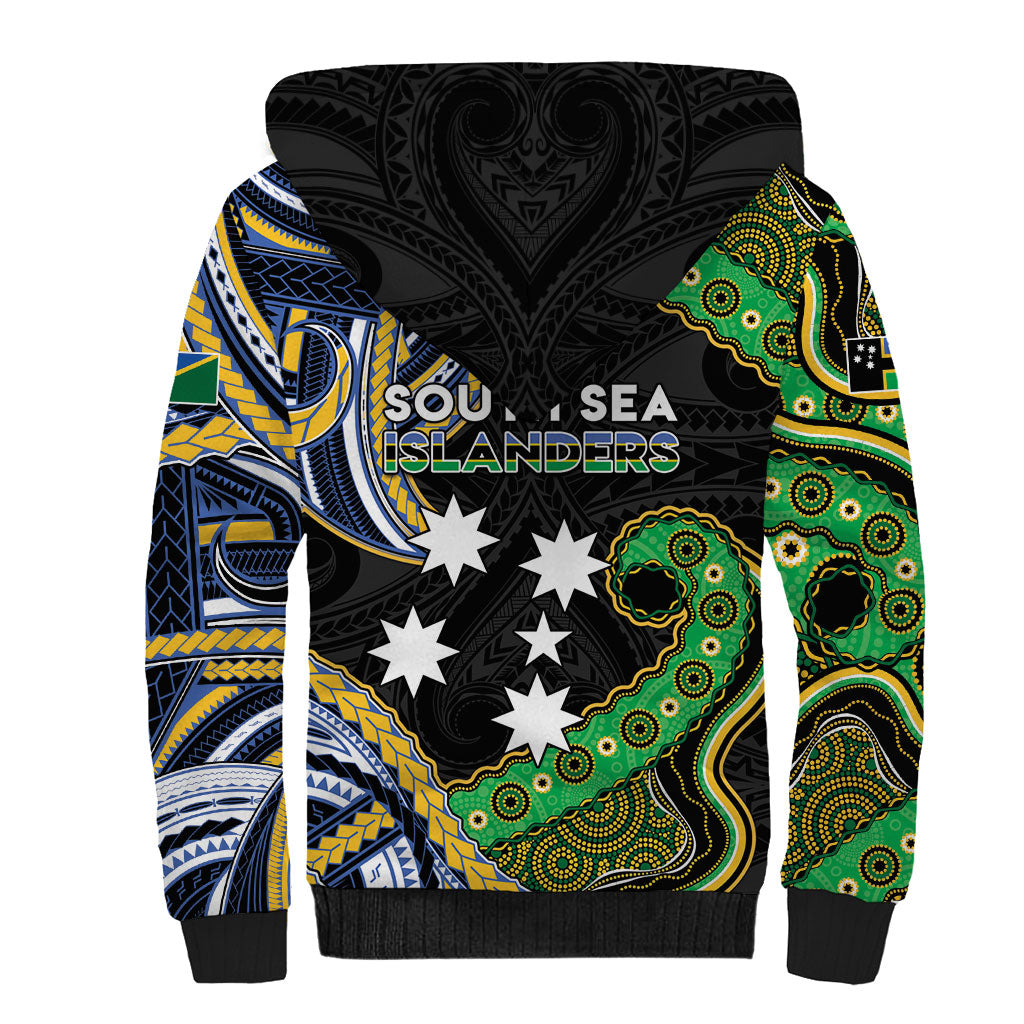 South Sea Islanders And Solomon Islands Sherpa Hoodie Solomons Coat Of Arms And Southern Cross DT05 - Polynesian Pride