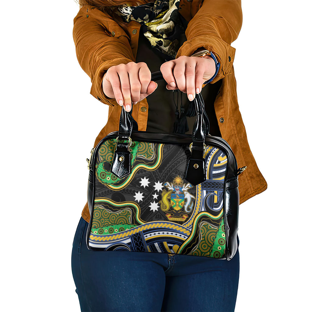 South Sea Islanders And Solomon Islands Shoulder Handbag Solomons Coat Of Arms And Southern Cross DT05 One Size Black - Polynesian Pride