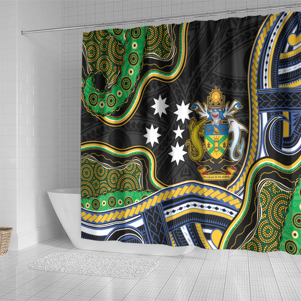 South Sea Islanders And Solomon Islands Shower Curtain Solomons Coat Of Arms And Southern Cross DT05 - Polynesian Pride