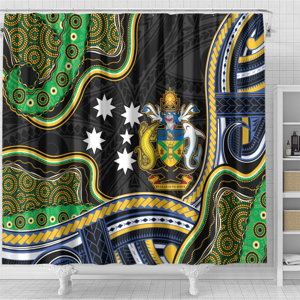 South Sea Islanders And Solomon Islands Shower Curtain Solomons Coat Of Arms And Southern Cross DT05 - Polynesian Pride