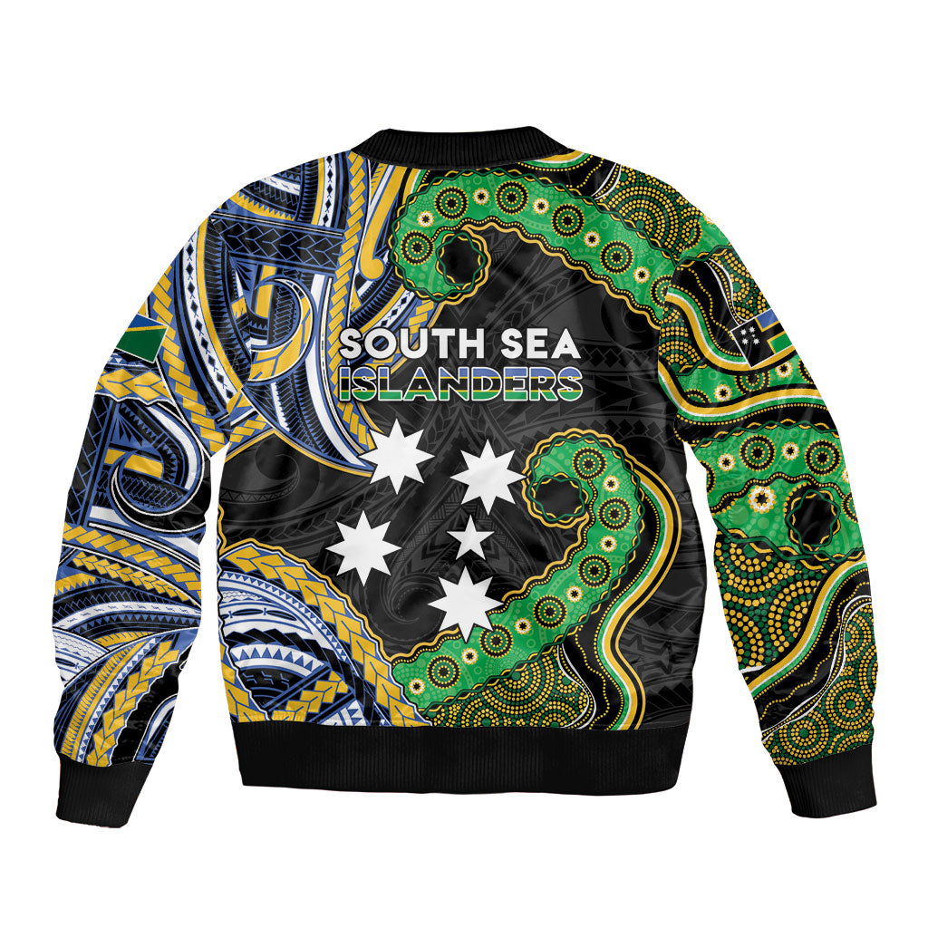 South Sea Islanders And Solomon Islands Sleeve Zip Bomber Jacket Solomons Coat Of Arms And Southern Cross DT05 - Polynesian Pride