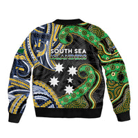 South Sea Islanders And Solomon Islands Sleeve Zip Bomber Jacket Solomons Coat Of Arms And Southern Cross DT05 - Polynesian Pride