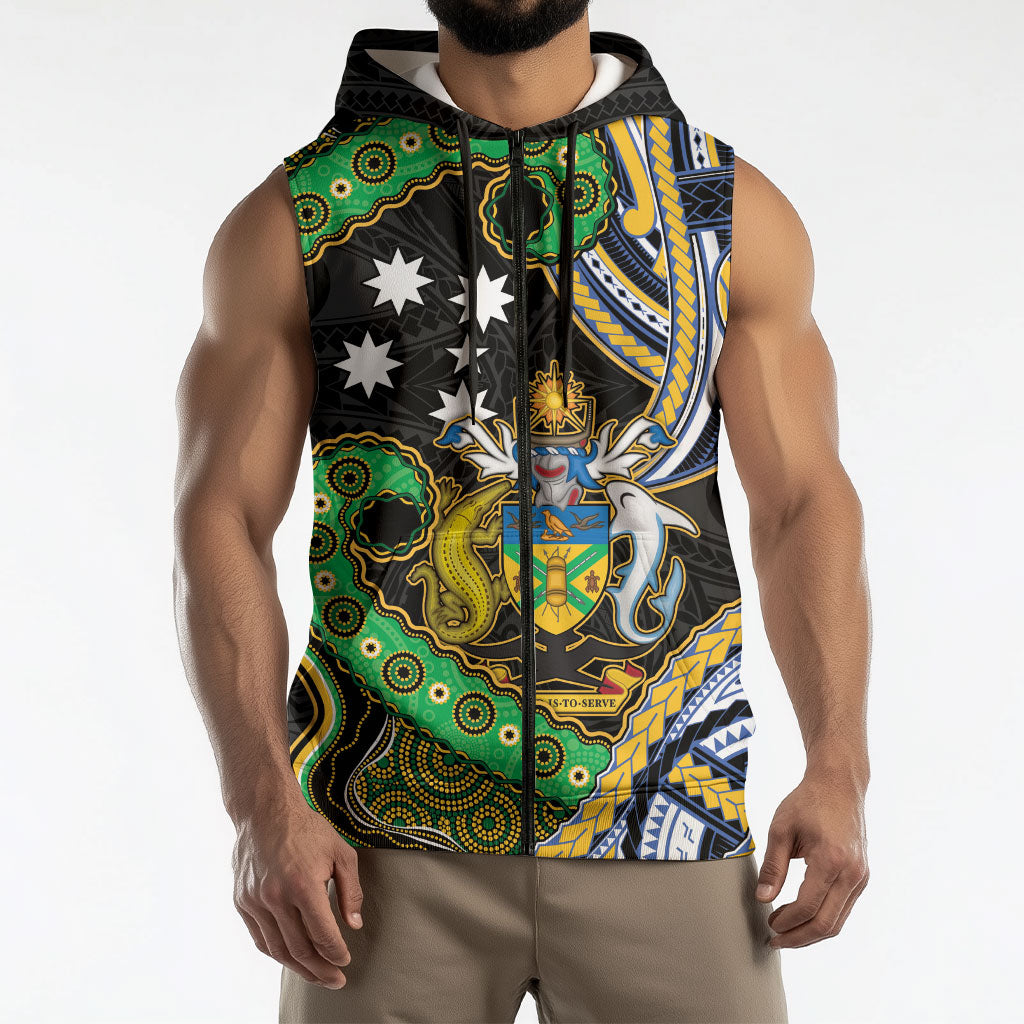 South Sea Islanders And Solomon Islands Sleeveless Zip Hoodie Solomons Coat Of Arms And Southern Cross DT05 - Polynesian Pride