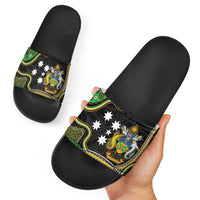 South Sea Islanders And Solomon Islands Slide Sandals Solomons Coat Of Arms And Southern Cross DT05 - Polynesian Pride