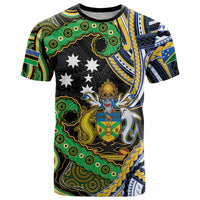 South Sea Islanders And Solomon Islands T Shirt Solomons Coat Of Arms And Southern Cross DT05 Black - Polynesian Pride