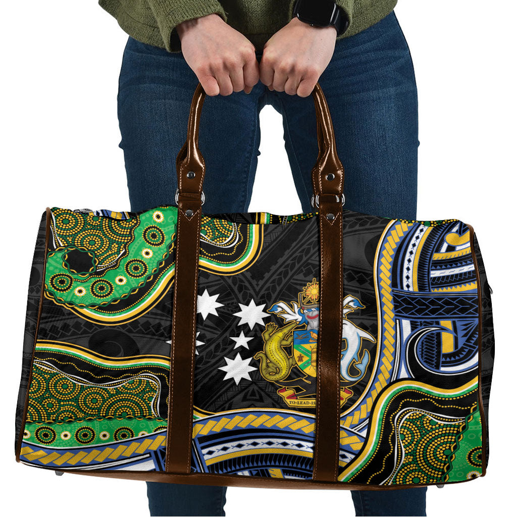 South Sea Islanders And Solomon Islands Travel Bag Solomons Coat Of Arms And Southern Cross DT05 Black - Polynesian Pride