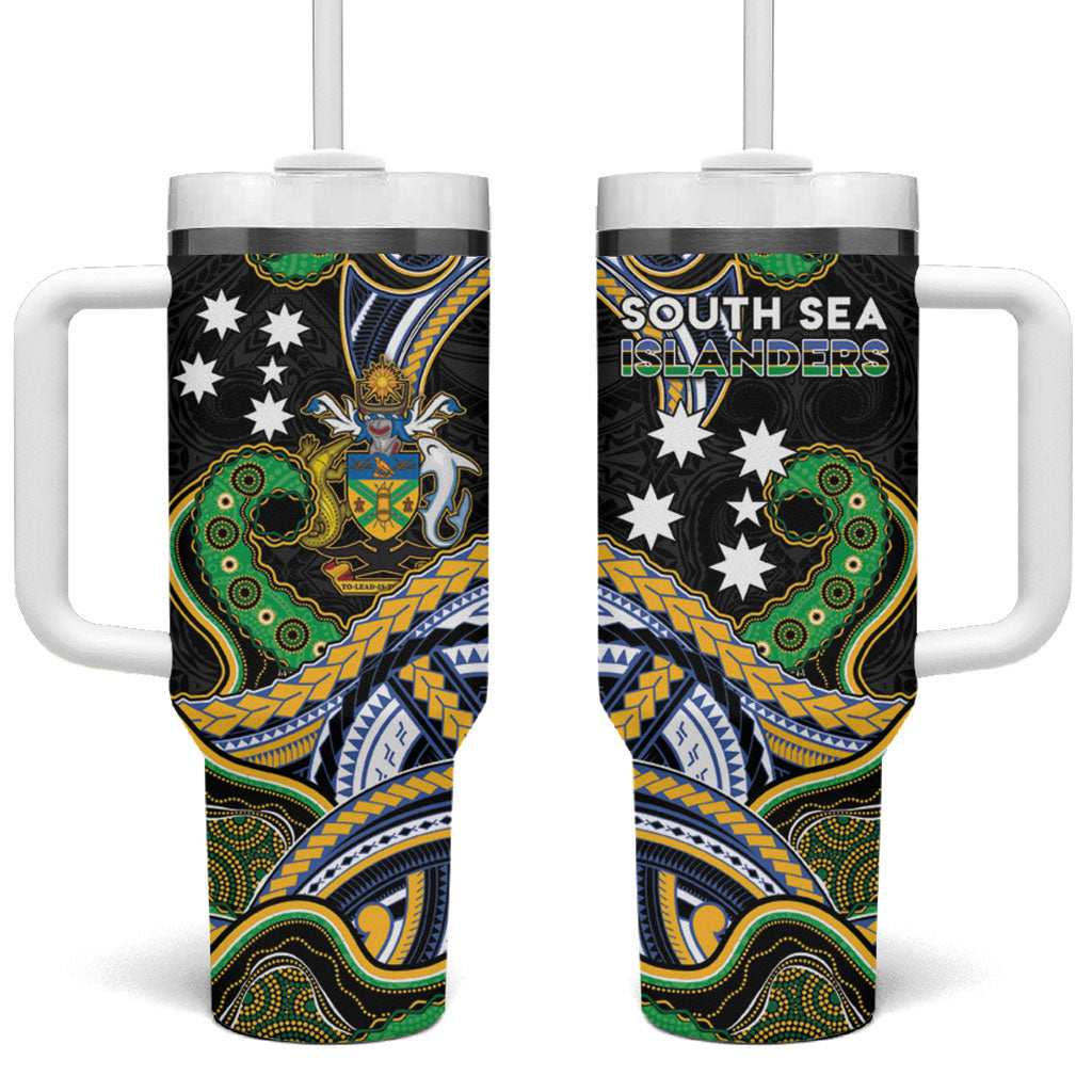 South Sea Islanders And Solomon Islands Tumbler With Handle Solomons Coat Of Arms And Southern Cross DT05 One Size: 40 oz Black - Polynesian Pride