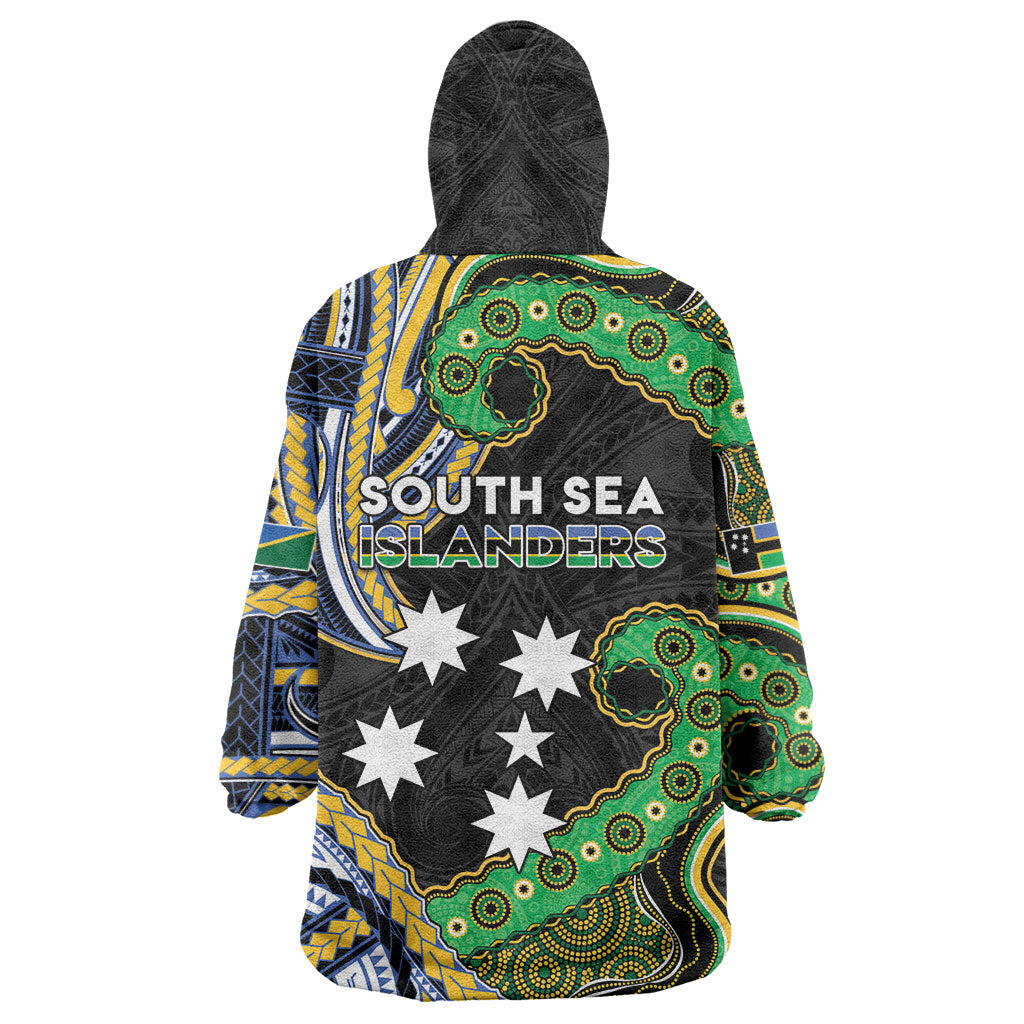 South Sea Islanders And Solomon Islands Wearable Blanket Hoodie Solomons Coat Of Arms And Southern Cross DT05 - Polynesian Pride