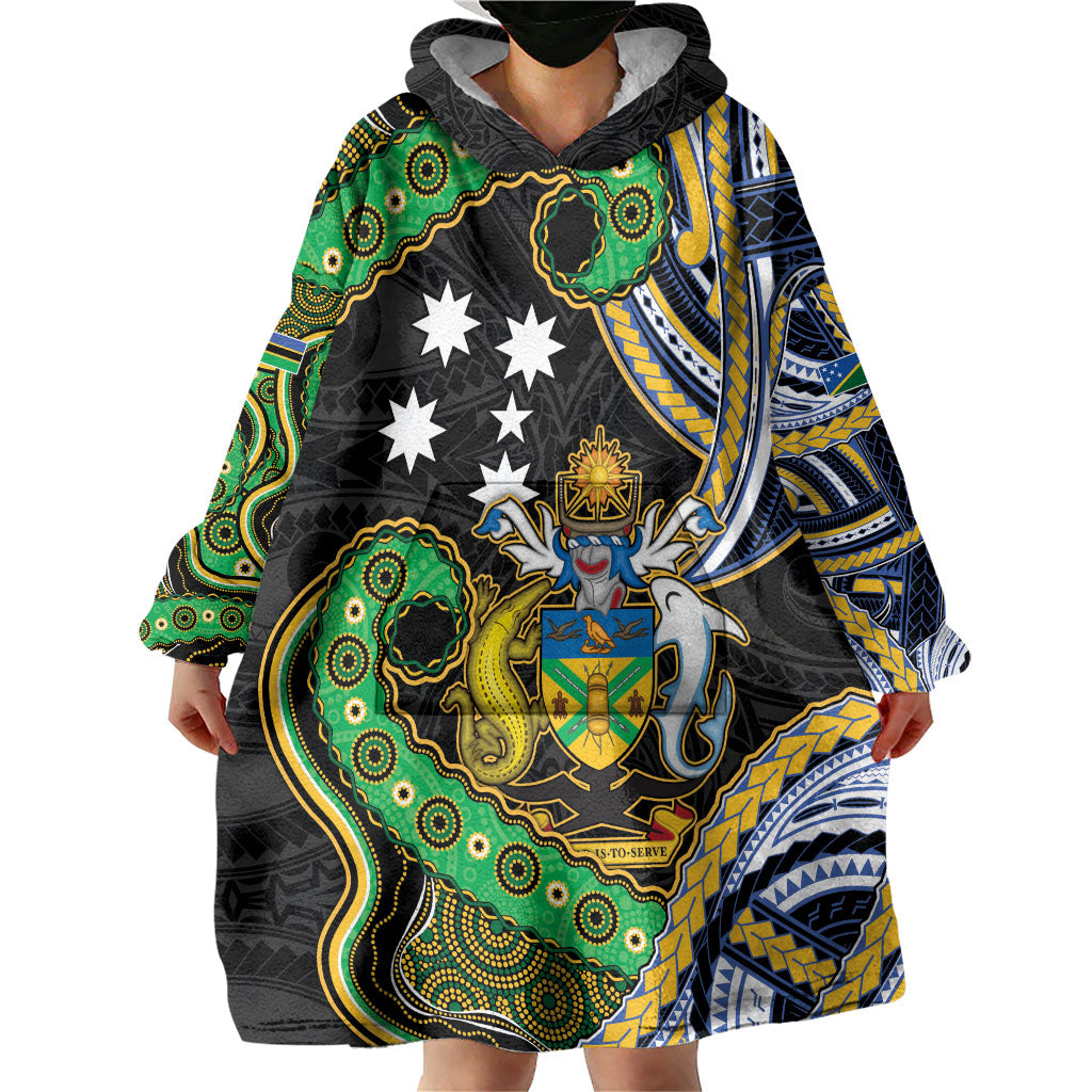 South Sea Islanders And Solomon Islands Wearable Blanket Hoodie Solomons Coat Of Arms And Southern Cross DT05 - Polynesian Pride
