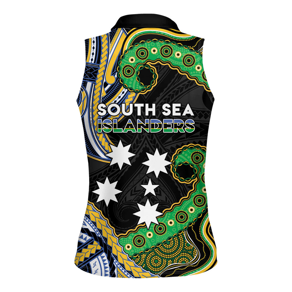 South Sea Islanders And Solomon Islands Women Sleeveless Polo Shirt Solomons Coat Of Arms And Southern Cross DT05 - Polynesian Pride