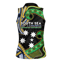 South Sea Islanders And Solomon Islands Women Sleeveless Polo Shirt Solomons Coat Of Arms And Southern Cross DT05 - Polynesian Pride