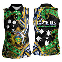 South Sea Islanders And Solomon Islands Women Sleeveless Polo Shirt Solomons Coat Of Arms And Southern Cross DT05 - Polynesian Pride
