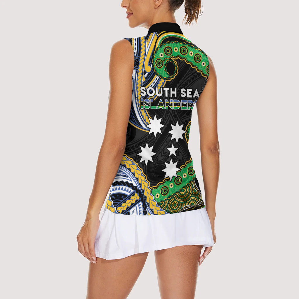 South Sea Islanders And Solomon Islands Women Sleeveless Polo Shirt Solomons Coat Of Arms And Southern Cross DT05 - Polynesian Pride