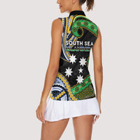 South Sea Islanders And Solomon Islands Women Sleeveless Polo Shirt Solomons Coat Of Arms And Southern Cross DT05 - Polynesian Pride