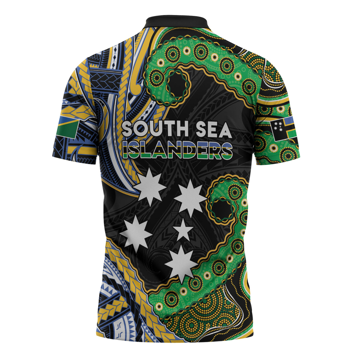 South Sea Islanders And Solomon Islands Zipper Polo Shirt Solomons Coat Of Arms And Southern Cross DT05 - Polynesian Pride