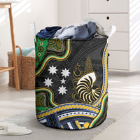 South Sea Islanders And New Caledonia Laundry Basket Nautilus Shell Southern Cross Tribal Pattern DT05 Black - Polynesian Pride