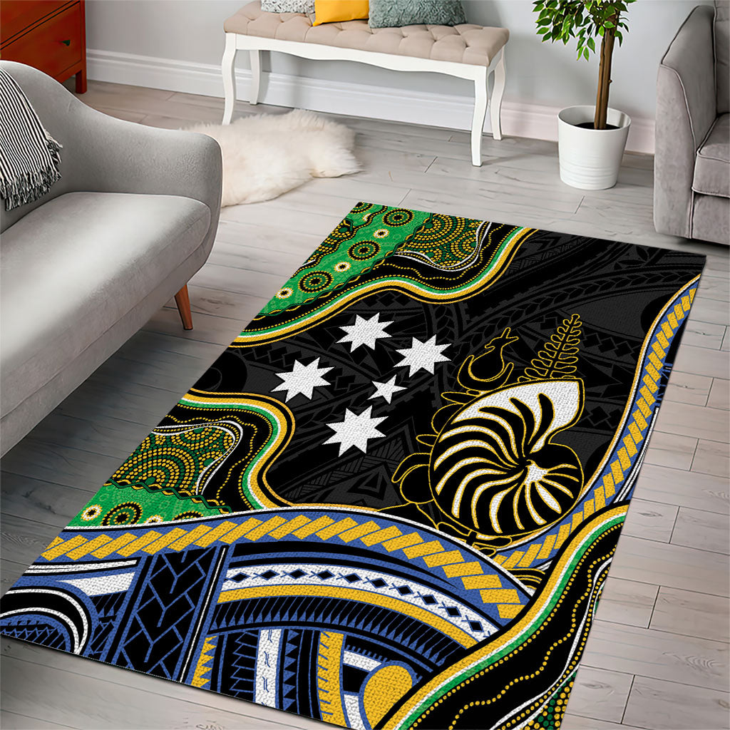 South Sea Islanders And New Caledonia Area Rug Nautilus Shell Southern Cross Tribal Pattern DT05 - Polynesian Pride