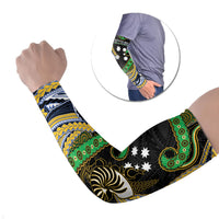 South Sea Islanders And New Caledonia Arm Sleeves Nautilus Shell Southern Cross Tribal Pattern DT05 Set of 2 Black - Polynesian Pride