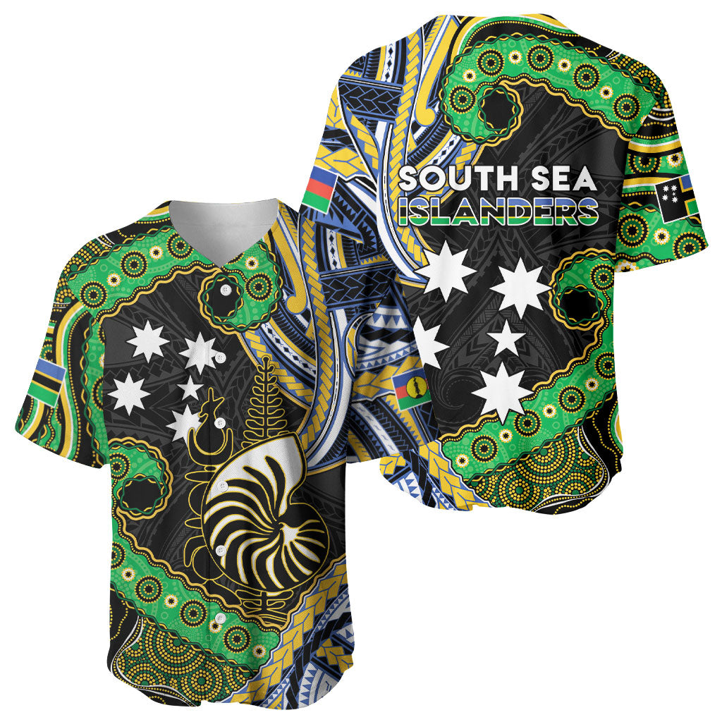 South Sea Islanders And New Caledonia Baseball Jersey Nautilus Shell Southern Cross Tribal Pattern DT05 - Polynesian Pride