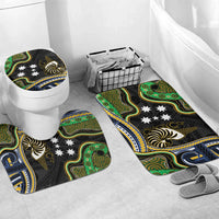 South Sea Islanders And New Caledonia Bathroom Set Nautilus Shell Southern Cross Tribal Pattern DT05 Mat Set Only (3 pcs) One Size Black - Polynesian Pride