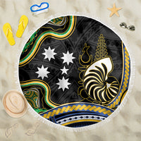 South Sea Islanders And New Caledonia Beach Blanket Nautilus Shell Southern Cross Tribal Pattern DT05 One Size 150cm Black - Polynesian Pride