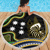 South Sea Islanders And New Caledonia Beach Blanket Nautilus Shell Southern Cross Tribal Pattern DT05 - Polynesian Pride
