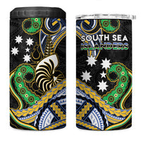 South Sea Islanders And New Caledonia 4 in 1 Can Cooler Tumbler Nautilus Shell Southern Cross Tribal Pattern DT05 One Size: 16 oz Black - Polynesian Pride