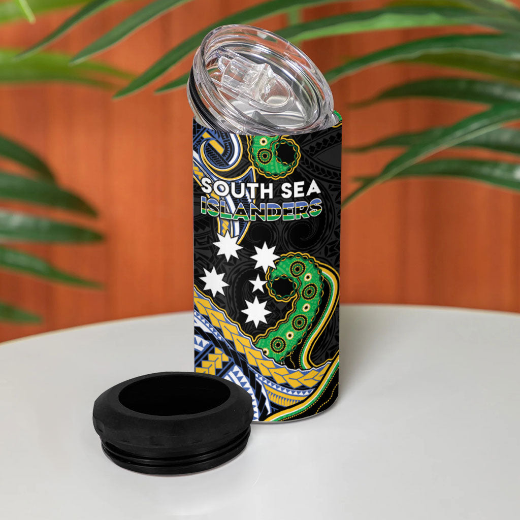 South Sea Islanders And New Caledonia 4 in 1 Can Cooler Tumbler Nautilus Shell Southern Cross Tribal Pattern DT05 - Polynesian Pride