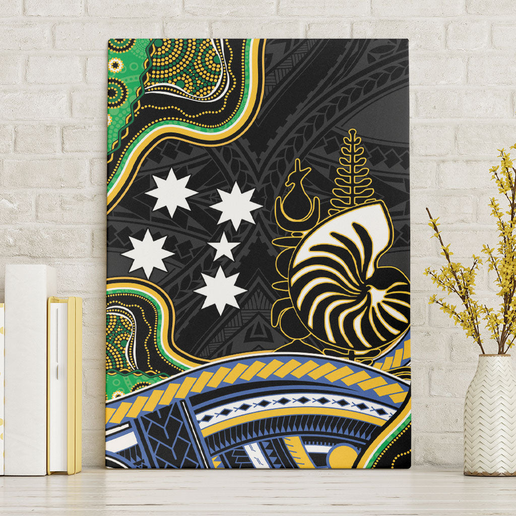 South Sea Islanders And New Caledonia Canvas Wall Art Nautilus Shell Southern Cross Tribal Pattern DT05 Without Frame Black - Polynesian Pride