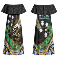South Sea Islanders And New Caledonia Couples Matching Off Shoulder Maxi Dress and Hawaiian Shirt Nautilus Shell Southern Cross Tribal Pattern DT05 - Polynesian Pride