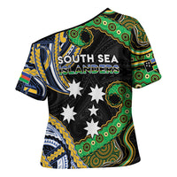 South Sea Islanders And New Caledonia Cross Shoulder Shirt Nautilus Shell Southern Cross Tribal Pattern DT05 - Polynesian Pride