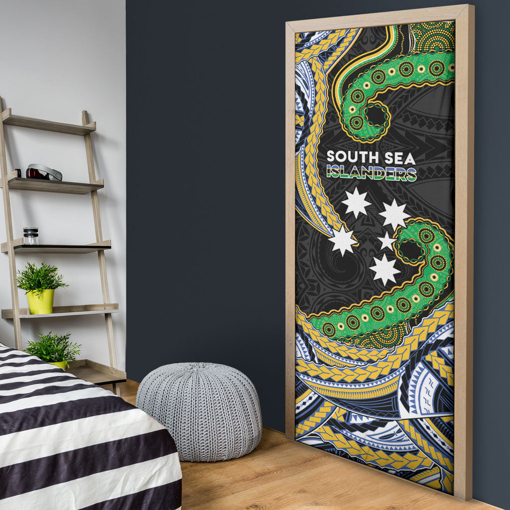 South Sea Islanders And New Caledonia Door Cover Nautilus Shell Southern Cross Tribal Pattern DT05 - Polynesian Pride