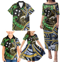 South Sea Islanders And New Caledonia Family Matching Puletasi and Hawaiian Shirt Nautilus Shell Southern Cross Tribal Pattern DT05 - Polynesian Pride