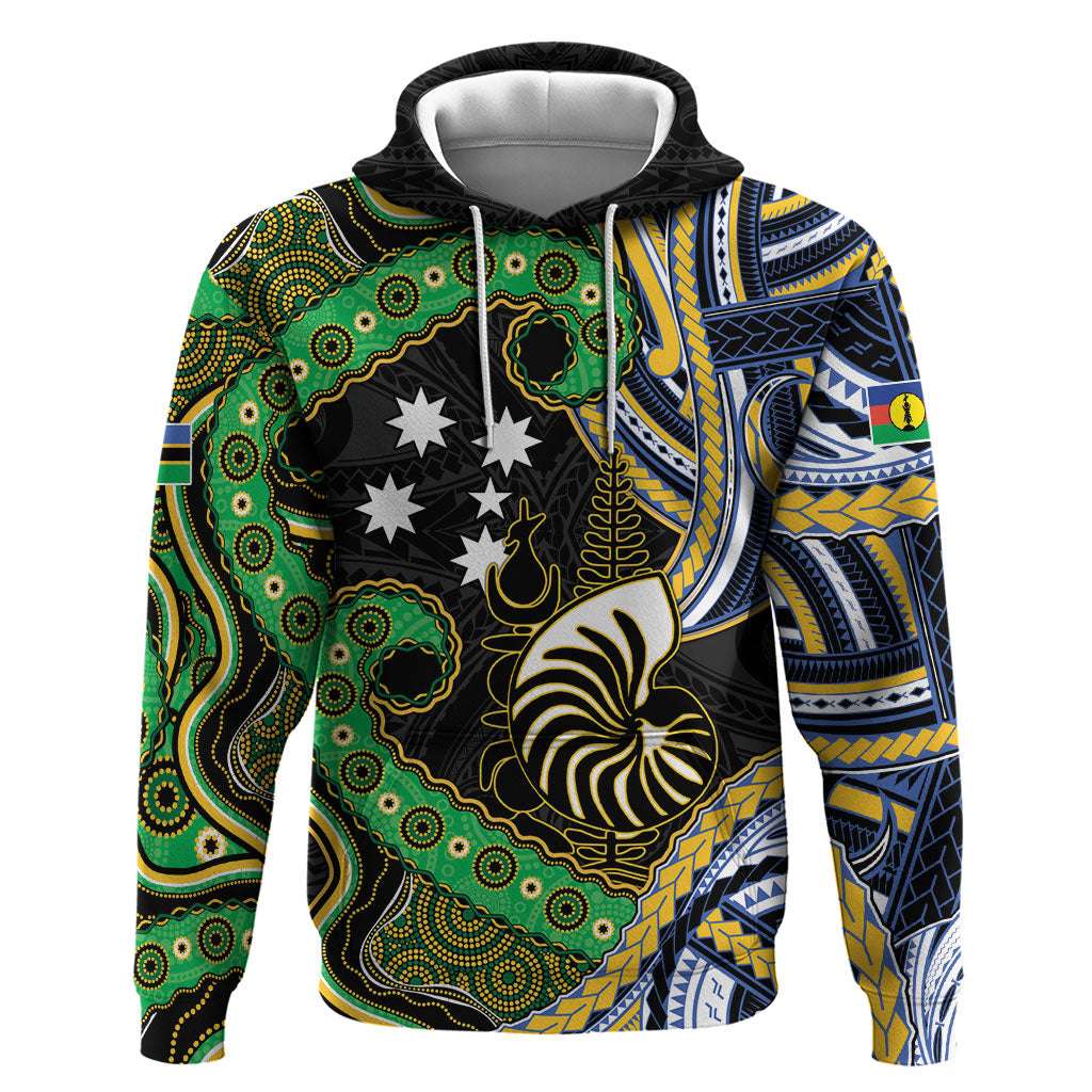 South Sea Islanders And New Caledonia Hoodie Nautilus Shell Southern Cross Tribal Pattern DT05 Pullover Hoodie Black - Polynesian Pride