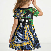 South Sea Islanders And New Caledonia Kid Short Sleeve Dress Nautilus Shell Southern Cross Tribal Pattern DT05 - Polynesian Pride