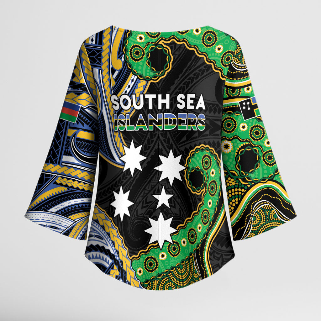 South Sea Islanders And New Caledonia Kimono Sleeve Blouse Nautilus Shell Southern Cross Tribal Pattern DT05 - Polynesian Pride