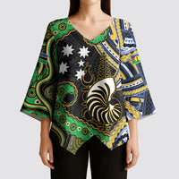 South Sea Islanders And New Caledonia Kimono Sleeve Blouse Nautilus Shell Southern Cross Tribal Pattern DT05 - Polynesian Pride