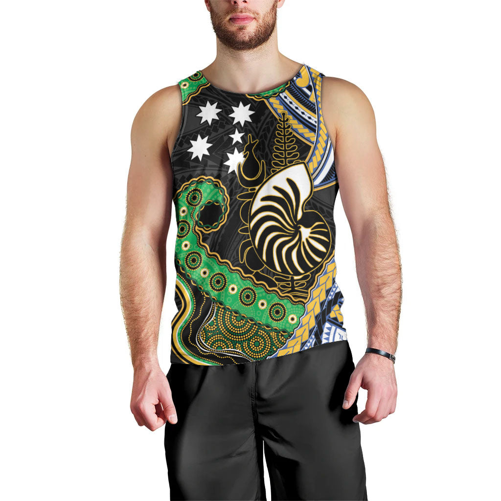 South Sea Islanders And New Caledonia Men Tank Top Nautilus Shell Southern Cross Tribal Pattern DT05 - Polynesian Pride