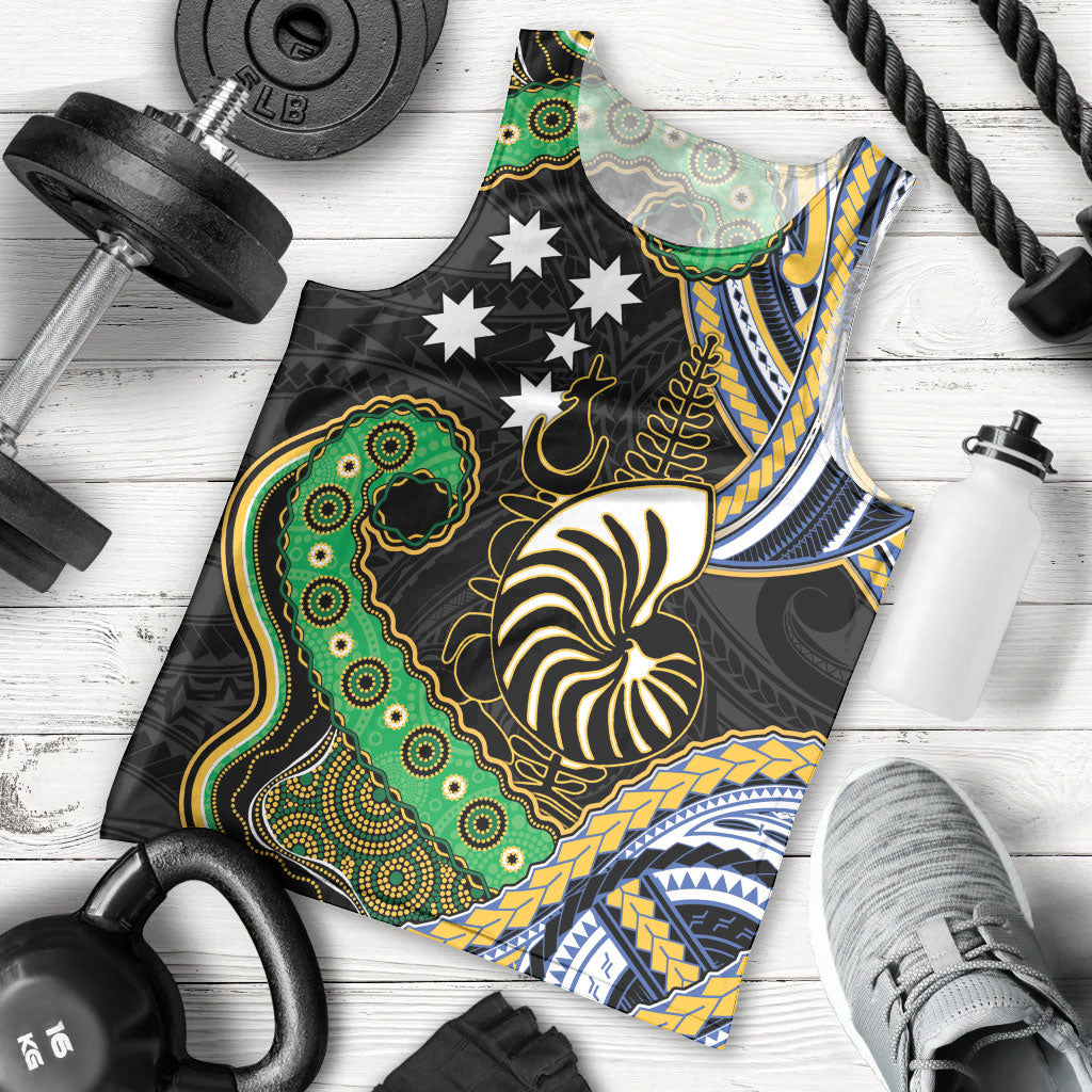 South Sea Islanders And New Caledonia Men Tank Top Nautilus Shell Southern Cross Tribal Pattern DT05 - Polynesian Pride