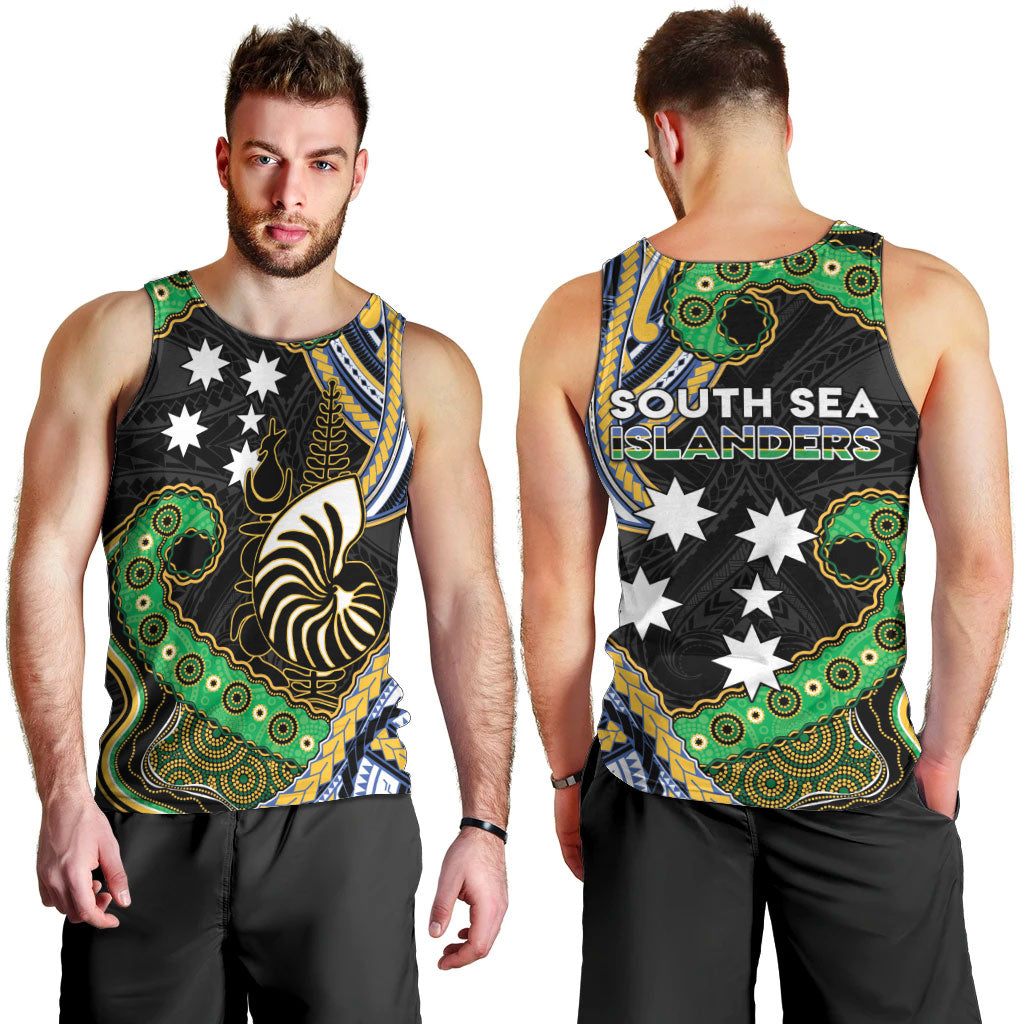 South Sea Islanders And New Caledonia Men Tank Top Nautilus Shell Southern Cross Tribal Pattern DT05 - Polynesian Pride
