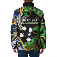 South Sea Islanders And New Caledonia Padded Jacket Nautilus Shell Southern Cross Tribal Pattern DT05 - Polynesian Pride