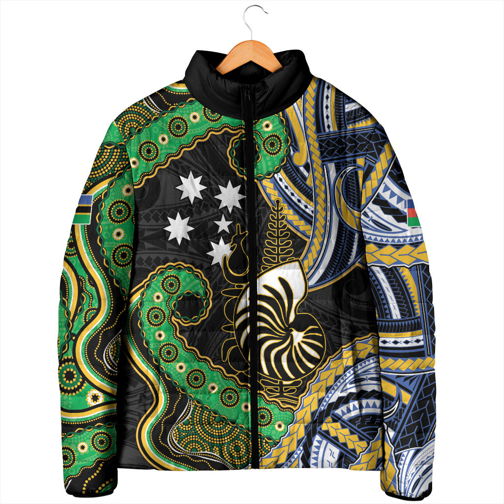 South Sea Islanders And New Caledonia Padded Jacket Nautilus Shell Southern Cross Tribal Pattern DT05 - Polynesian Pride