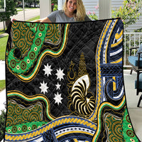 South Sea Islanders And New Caledonia Quilt Nautilus Shell Southern Cross Tribal Pattern DT05 Black - Polynesian Pride