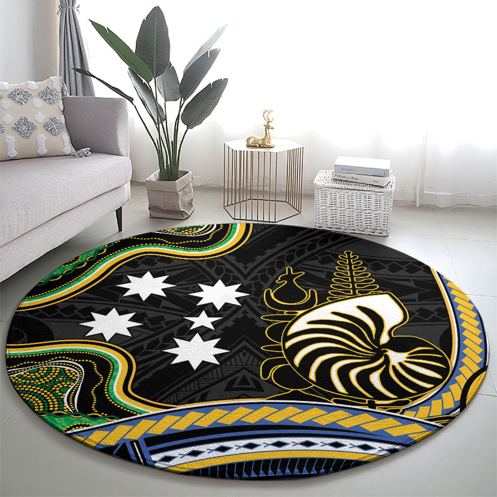 South Sea Islanders And New Caledonia Round Carpet Nautilus Shell Southern Cross Tribal Pattern DT05 - Polynesian Pride