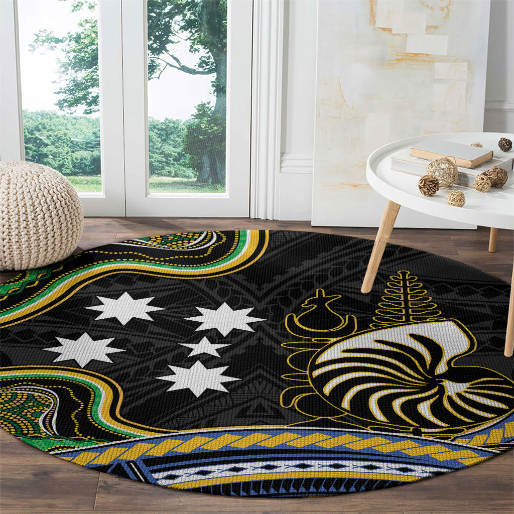 South Sea Islanders And New Caledonia Round Carpet Nautilus Shell Southern Cross Tribal Pattern DT05 - Polynesian Pride