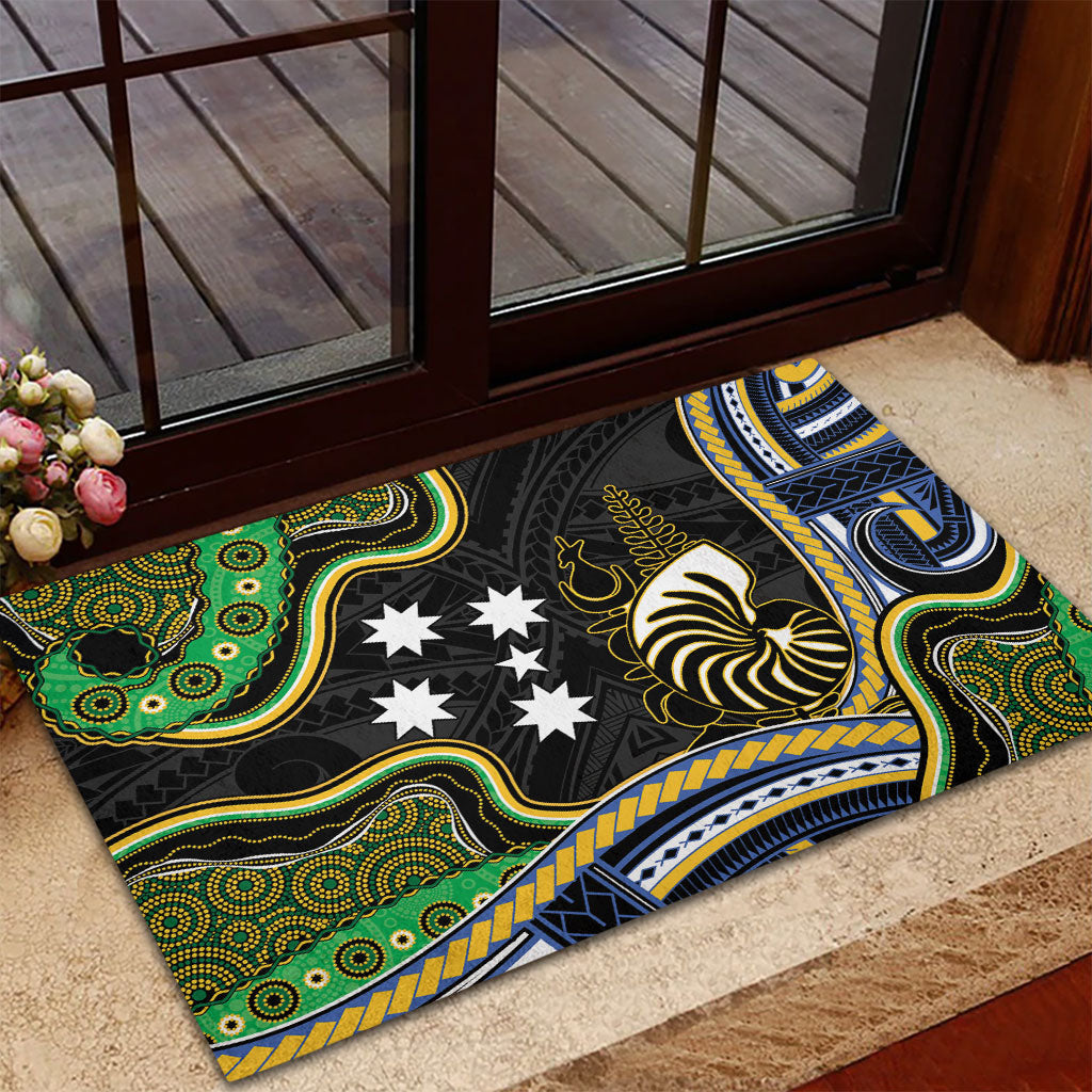 South Sea Islanders And New Caledonia Rubber Doormat Nautilus Shell Southern Cross Tribal Pattern DT05 - Polynesian Pride