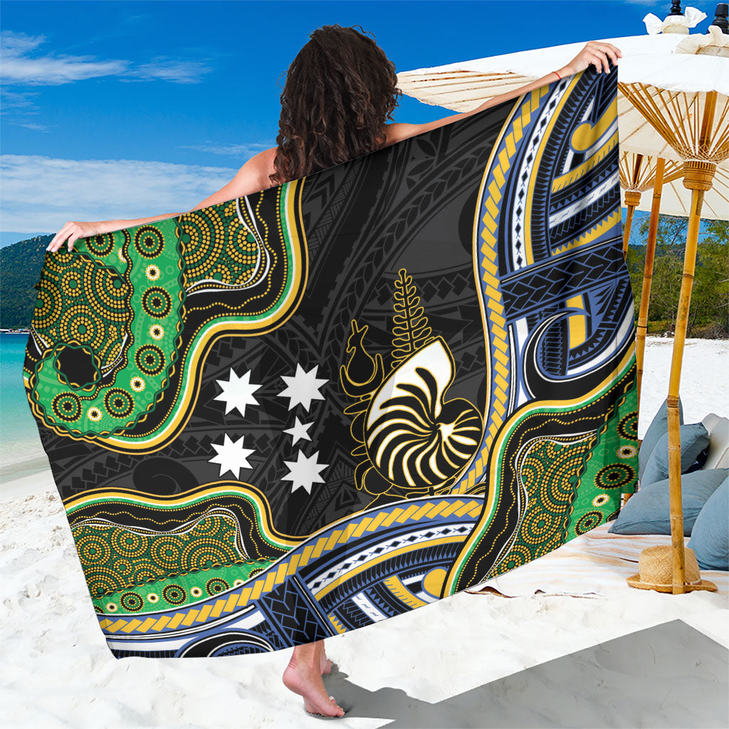 South Sea Islanders And New Caledonia Sarong Nautilus Shell Southern Cross Tribal Pattern DT05 One Size 44 x 66 inches Black - Polynesian Pride
