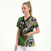 South Sea Islanders And New Caledonia Scrub Top Nautilus Shell Southern Cross Tribal Pattern DT05 - Polynesian Pride